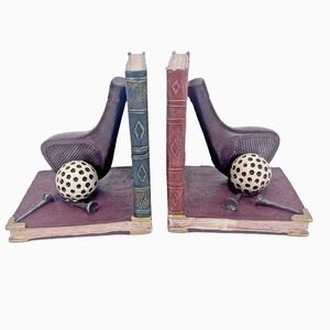Golf Bookends - Library - Study - Collectible - Golfer
